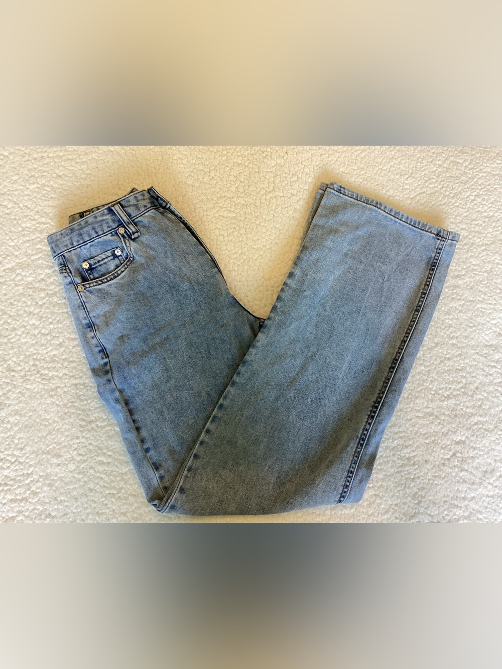 OAT New York Cloud Luxe High Rise Straight Leg Jeans Light Wash 2/26